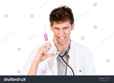 A Doctor With An Injection Needle Smiling Stock Photo Shutterstock