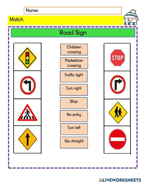 Road Sign Exercise Road Signs Geography Worksheets Traffic Signal