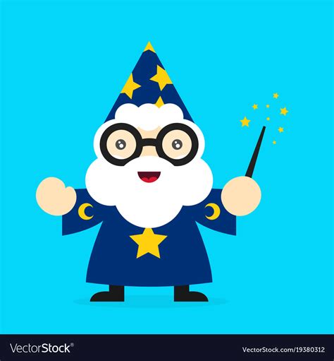 Cute Funny Smiling Wizard Modern Royalty Free Vector Image