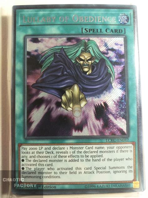 yugioh lckc en042 lullaby of obedience secret rare 1st edition collectible card games co yu gi