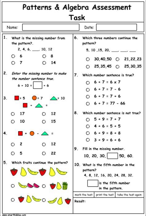 Looking for a comprehensive collection of free 2nd grade printable math worksheets to help your students review basic math concepts? Patterns and Algebra Problem Solving - Studyladder ...