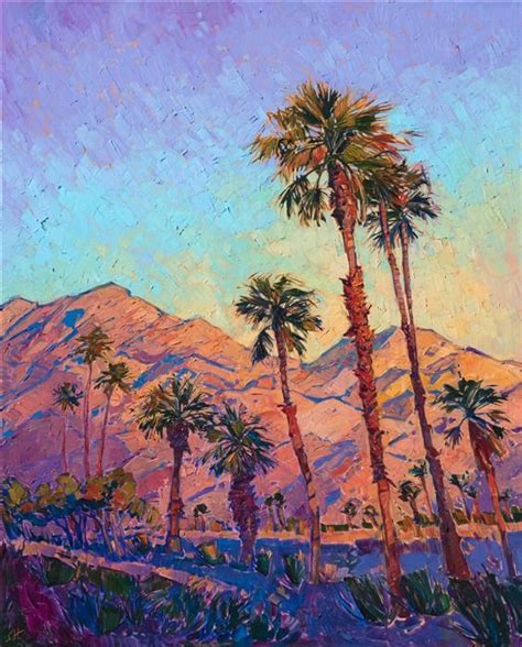 Oil Painting Of California Desert Palm Trees By Modern Impressionist