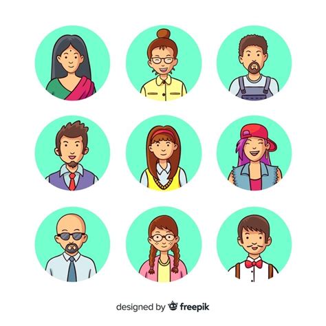 Free Vector Hand Drawn People Avatar Pack