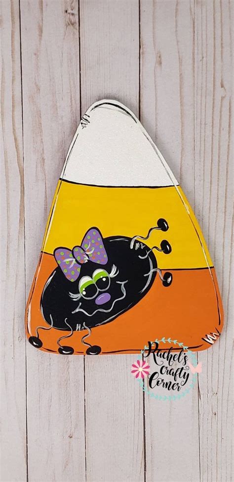 Spider Candy Corn Door Hanger Sign Etsy Candy Corn Crafts Candy Corn Dollar Store Crafts