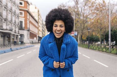 Happy Afro Woman Portrait Stock Image Image Of City 270729571