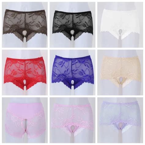 Womens Crotchless Panties Mesh See Through Stretchy Knickers Briefs