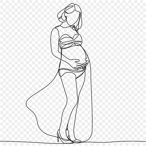 Lineart Drawing Pregnant Woman In Long Dress Dress Drawing Wing Drawing Woman Drawing Png