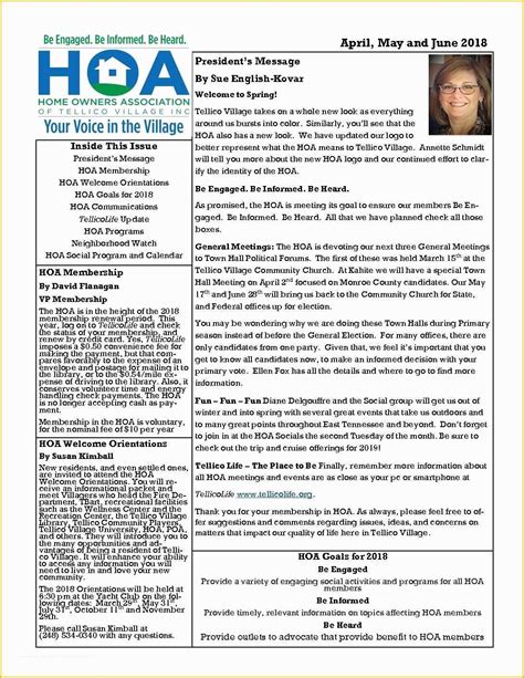 Free Hoa Newsletter Templates Printable Templates