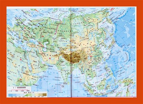 Physical Map Of Asia In Chinese Maps Of Asia Map Maps Of The