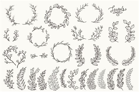 Whimsical Laurels And Wreaths Clipart Wreath Clip Art Wreath Tattoo