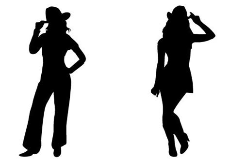 Cowgirl Silhouette Vector Free Download Two Beautiful Cowgirls Silhouette Clip Art Silhouette