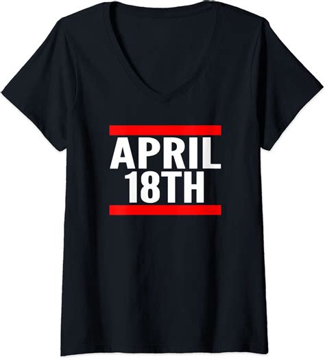 Womens April 18th Mens Holiday Funny Product V Neck T