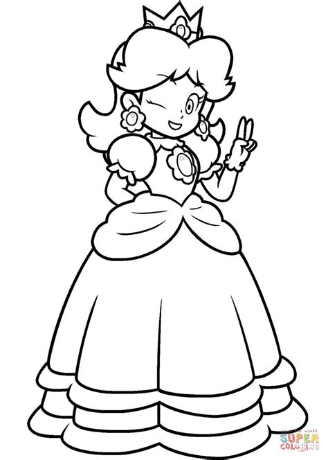 In super mario galaxy, bowser kidnaps princess peach by removing her castle from the ground with rosalina asks mario to retrieve the lost power stars; Mario Princess Daisy coloring page | Free Printable ...