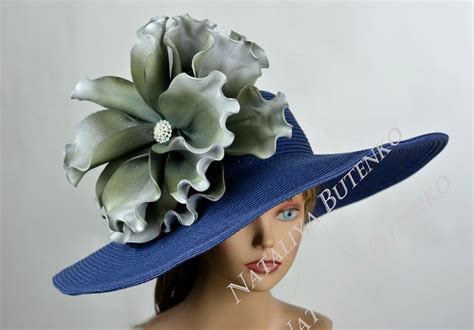 Navy Blue Church Wedding Hat Head Piece Kentucky Derby Hat Etsy