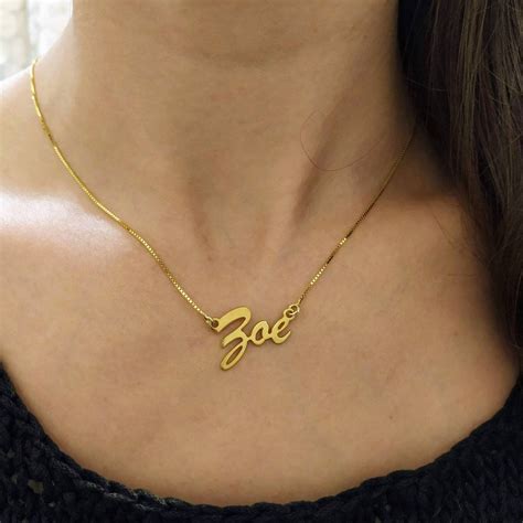 18k Gold Plated Custom Nameplate Name Necklace Gold Name Pendant