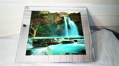 Vintage Moving Motion Lighted Waterfall Rain Forest Mirror Picture W