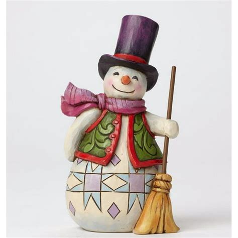 Jim Shore Ready Set Snow Snowman With Broom Pint Sized Figurine 4047773