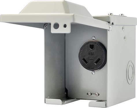 buy rvguard 30 amp 125 volt rv power outlet box enclosed lockable weatherproof outdoor