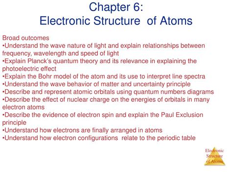 PPT Chapter 6 Electronic Structure Of Atoms PowerPoint Presentation