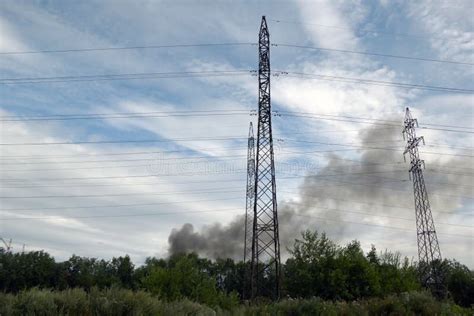 Accident Fire And Black Smoke Fire In The City Stock Photo Image Of