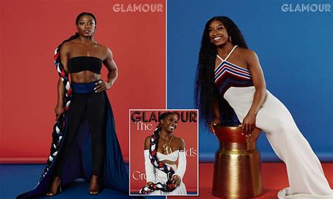 Simone biles' latest social share is scoring 10s across the board. Olympic gymnast Simone Biles stuns in red, white, and blue on the cover of Glamour