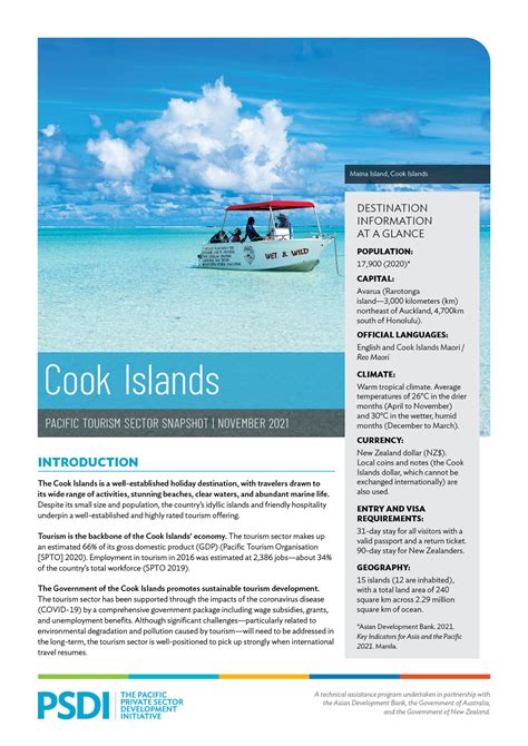 Cook Islands Pacific Tourism Sector Snapshot Pacific Private Sector