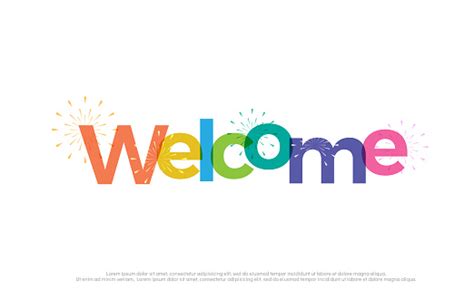 Welcome Colorful Icon Welcome Typography Design With Fireworks Use As