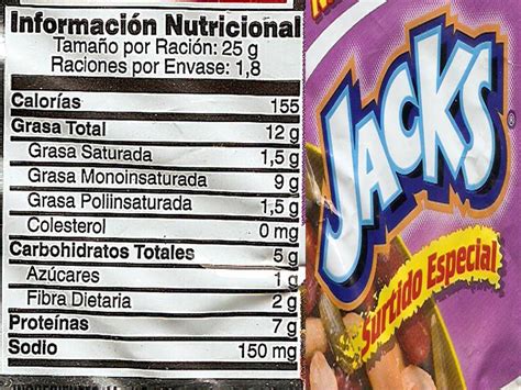 INFORMACIÓN NUTRICIONAL PH Maní Surtido Jacks