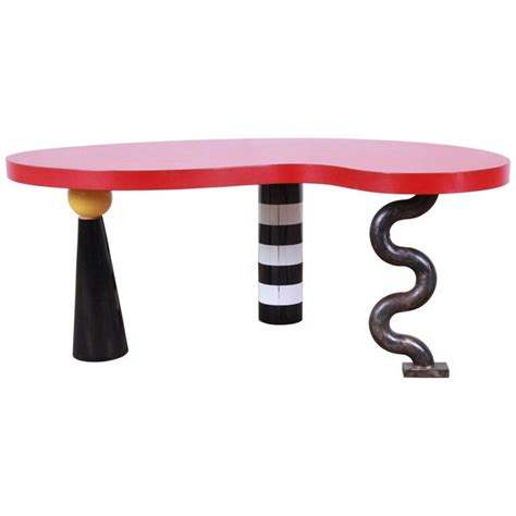 Memphis Group Ettore Sottsass Style Kidney Shape Coffee Table 1980s
