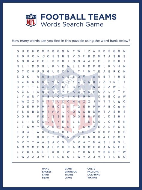 Best Images Of Nfl Football Word Search Printable Nfl Word Search