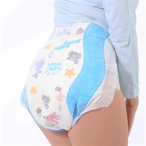 Soft Pure Style And Ocean Printed Pattern Paper Diaper Abdl Adult