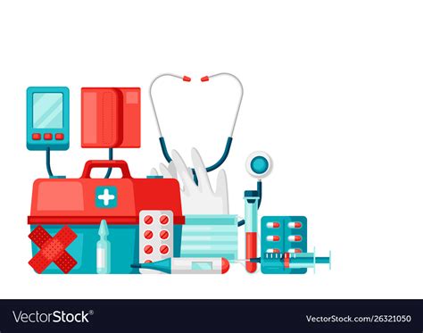 First Aid Kit Equipment Background Royalty Free Vector Image