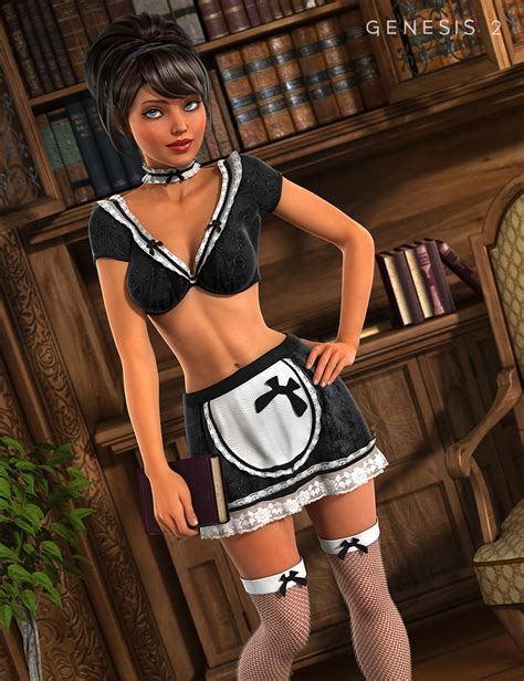 sexy maid outfit for genesis 2 female s daz 3d