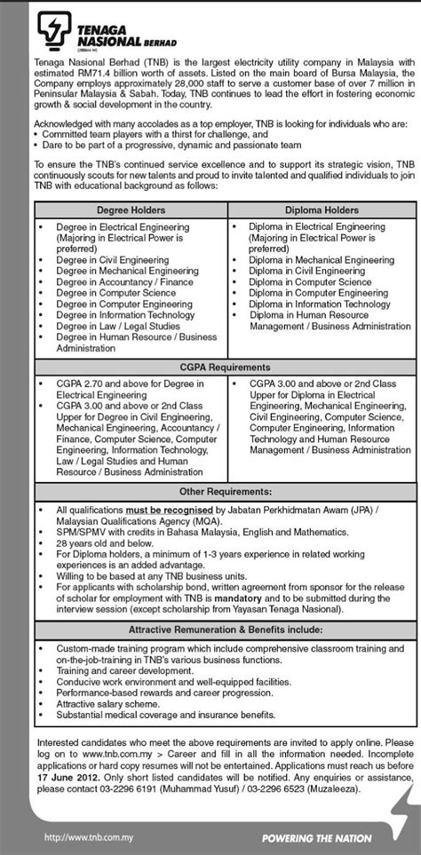 Listed on the main board of bursa malaysia with almost rm87 billion in assets, the company's more than 33,500 employees serve an estimated 8.3 million customers in peninsular malaysia, sabah. jobs Vacancy At Tenaga Nasional Berhad (TNB) Terkini