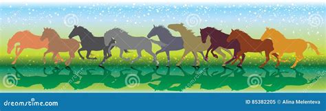 Vector Background With Horses Running Gallop Stock Vector