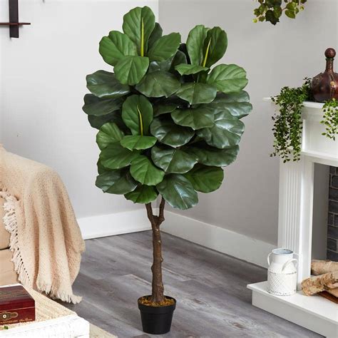 Nearly Natural 45 Ft Artificial Fiddle Leaf Fig Tree Indooroutdoor