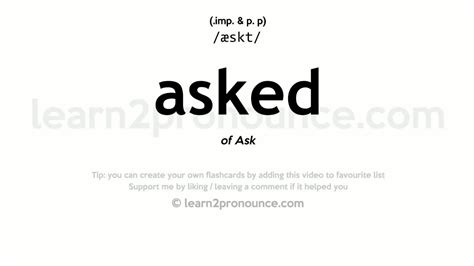 Pronunciation Of Asked Definition Of Asked Youtube