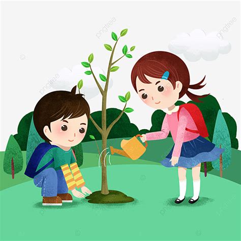 Child Watering The Arbor Day Arbor Day Character Illustration