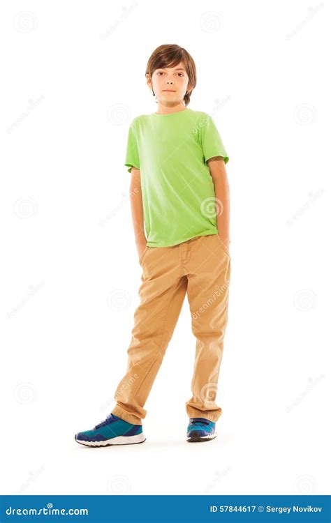 Nice Beautiful Boy Stands Isolated On White Stock Image Image Of