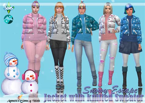 Annetts Sims 4 Welt Snowy Escape Jacket With Knitted Sweater