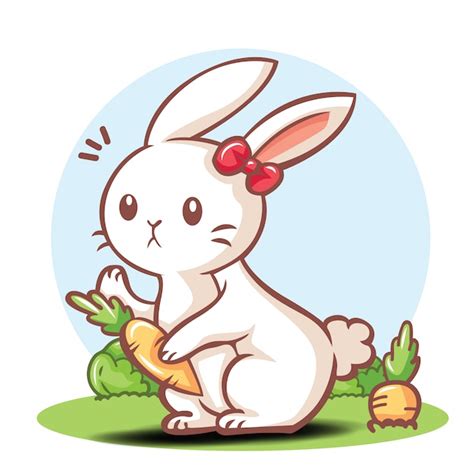 Cute Rabbit Cartoon Character Premium Vector