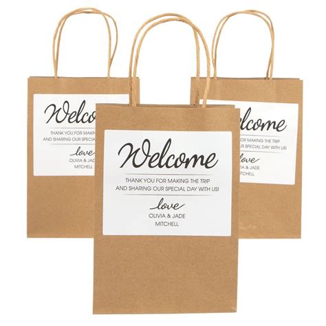 5 X 10 Medium Hotel Welcome Kraft Paper T Bags With Personalized