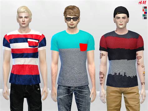 The Sims Resource Striped And Curved Slim Fit Tees