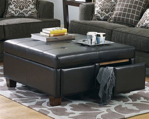 Round black coffee table stools round black coffee table o, source: Leather Coffee Table Design Images Photos Pictures