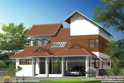 Modern Mix Sloped Roof Home Kerala Design Floor Home Plans