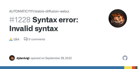 Syntax Error Invalid Syntax Automatic Stable Diffusion Webui Discussion Github