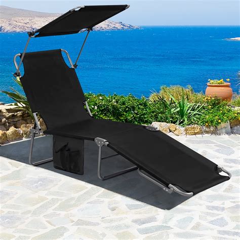 Costway Foldable Lounge Chair Adjustable Outdoor Beach Patio Pool My