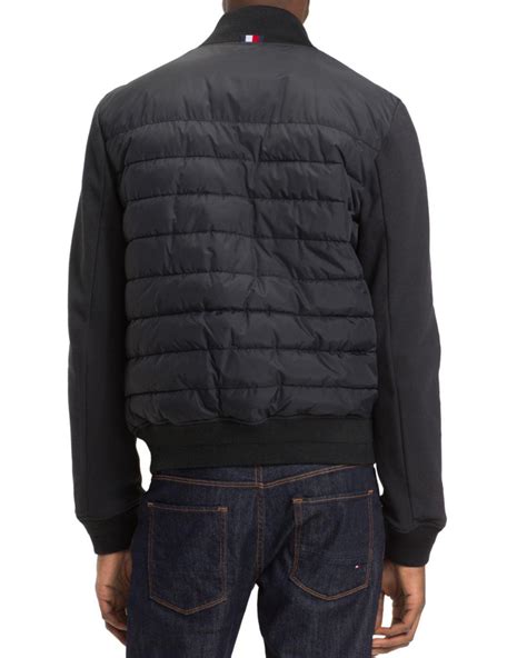 Tommy Hilfiger Synthetic Quilted Bomber Jacket In Black For Men Lyst