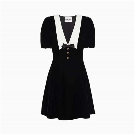 Miu Miu Women Velvet Mini Dress Black