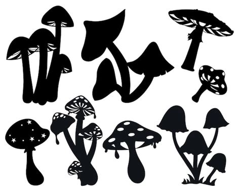 Premium Vector Magic Mushroom Flat Silhouettes Bundle